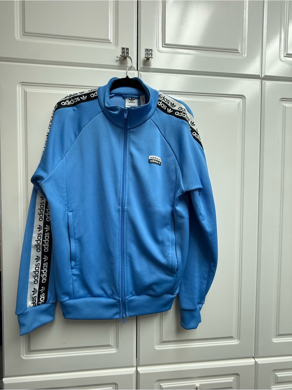 Adidas Light Blue Track Jacket with Logo Tape